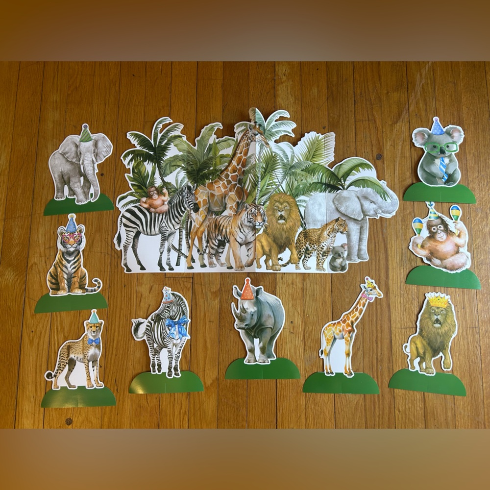 Animal party Safari tabletop standings, 19pc